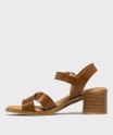 Sandales à talon et larges brides en cuir femme - Tanéo